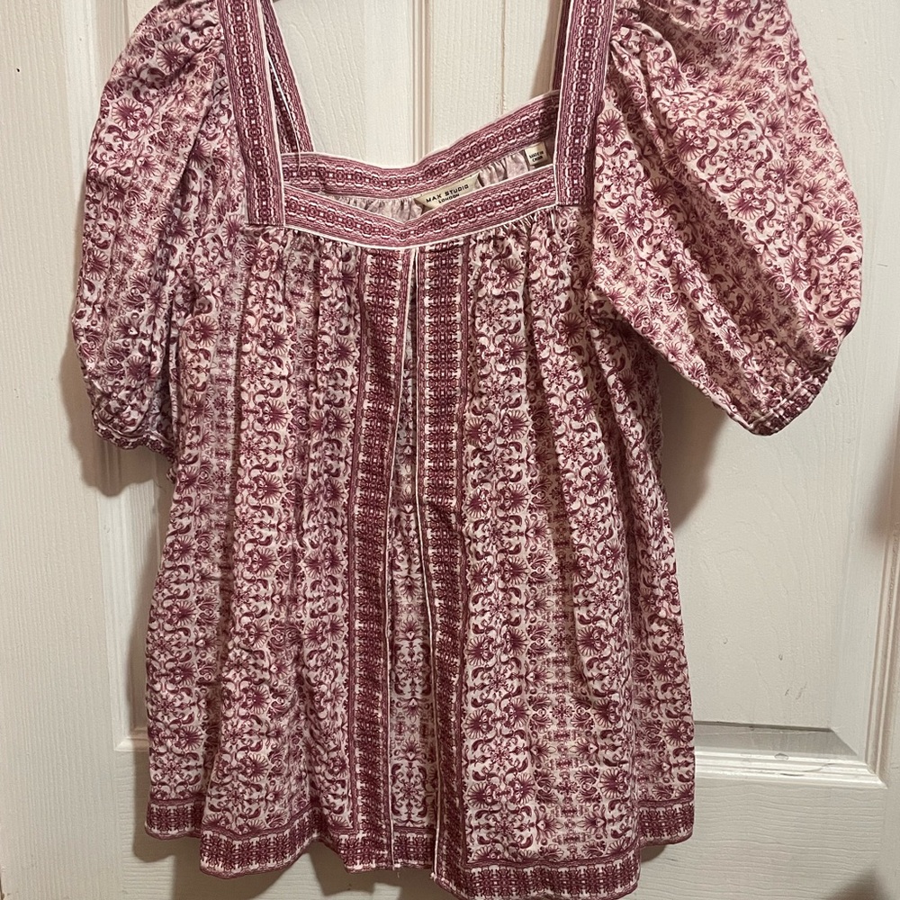 Max Studio Burgundy Patterned Blouse